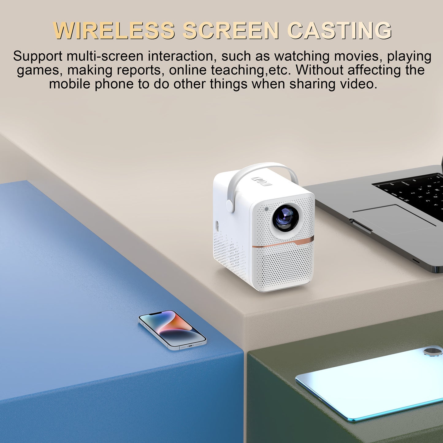P10 2023 New Super Clear Cross-border Household Mini Portable LCD Projector Android Projector Outdoor - Connect Craze
