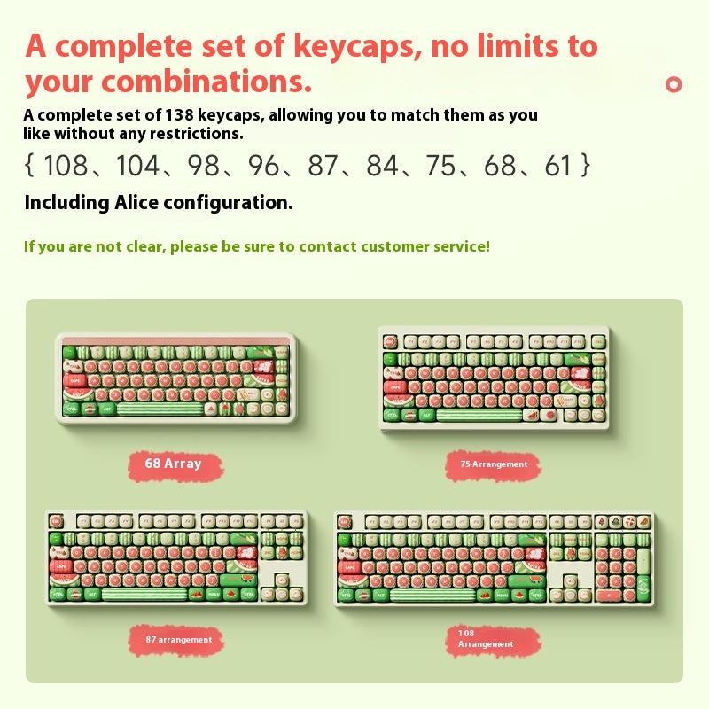 Watermelon Theme Five-sided Sublimation MOG Height PBT Small Steamed Bun Key Cap Mushroom Type - Connect Craze