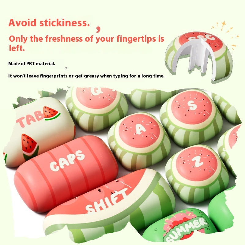 Watermelon Theme Five-sided Sublimation MOG Height PBT Small Steamed Bun Key Cap Mushroom Type - Connect Craze