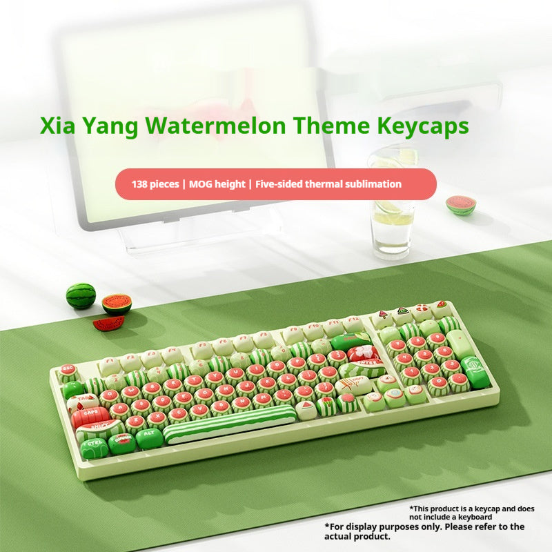 Watermelon Theme Five-sided Sublimation MOG Height PBT Small Steamed Bun Key Cap Mushroom Type - Connect Craze