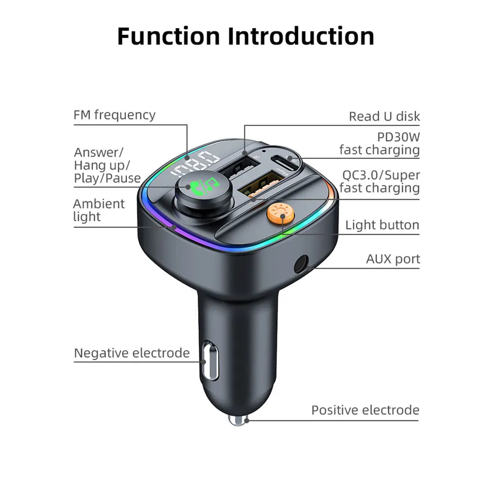 Bluetooth 5.3 FM Transmitter Car Accessories