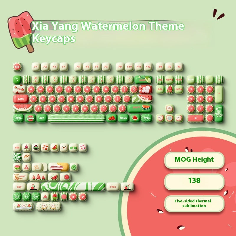 Watermelon Theme Five-sided Sublimation MOG Height PBT Small Steamed Bun Key Cap Mushroom Type - Connect Craze