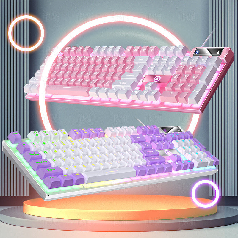K500 Game Wired Color Matching Luminous Machinery Touch Desktop Computer Keyboard - Connect Craze